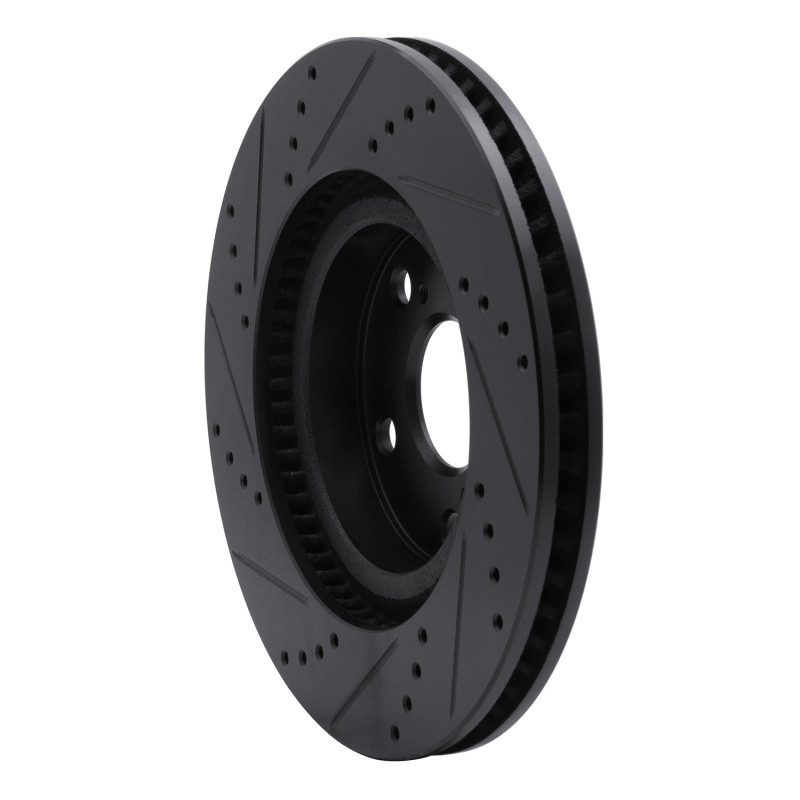 BMW 530XI Brake Rotor (1) - Rear Right - R1 Concepts - Drilled & Slotted - Black - `06-`10